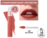 رژ لب مایع مات سوپر استی میبلین شماره 130 رنگ SELF-STARTER حجم 5 میل-فروشگاه اینترنتی آرایشی و بهداشتی آزارو در شیراز