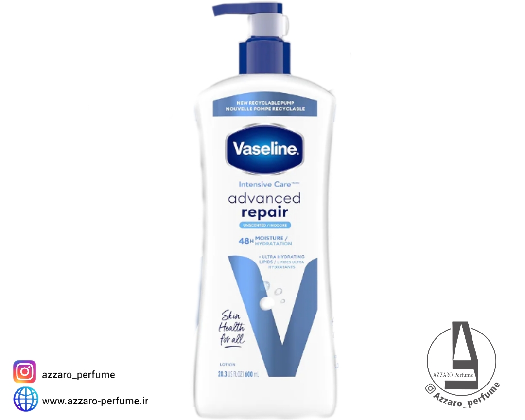 لوسیون مرطوب کننده پمپی وازلین advanced repair حجم 600 میل-فروشگاه اینترنتی آرایشی و بهداشتی آزارو در شیراز