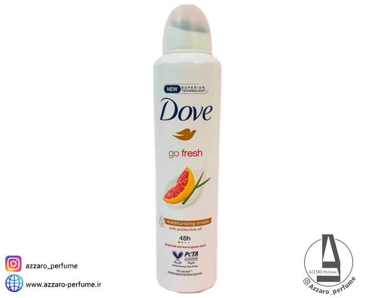 اسپری ضدتعریق داو مدل Go Fresh رایحه گریپ فروت و لیموگراس حجم 250 میل-فروشگاه اینترنتی آرایشی و بهداشتی آزارو در شیراز