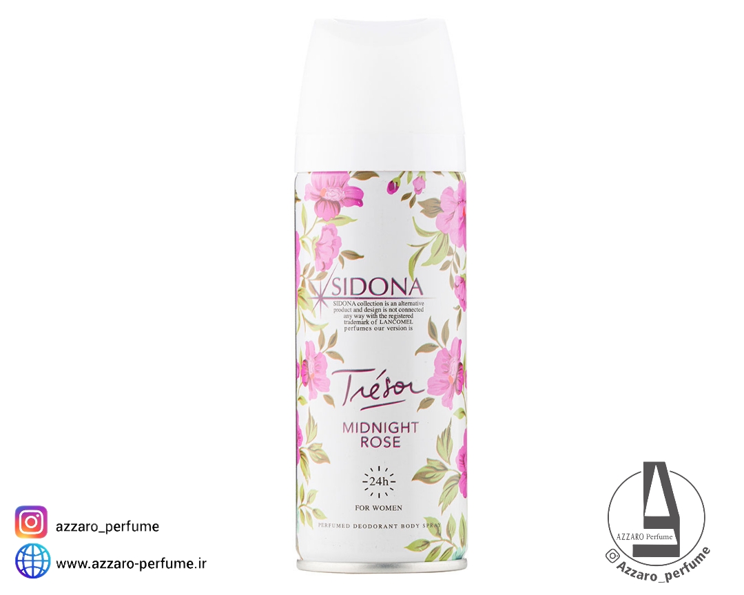 اسپری بدن زنانه سیدونا رایحه میدنایت رز حجم 200 میل-فروشگاه اینترنتی آرایشی و بهداشتی آزارو در شیراز