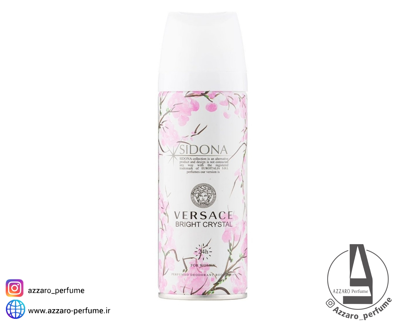 اسپری بدن زنانه سیدونا رایحه ورساچ صورتی حجم 200 میل-فروشگاه اینترنتی آرایشی و بهداشتی آزارو در شیراز