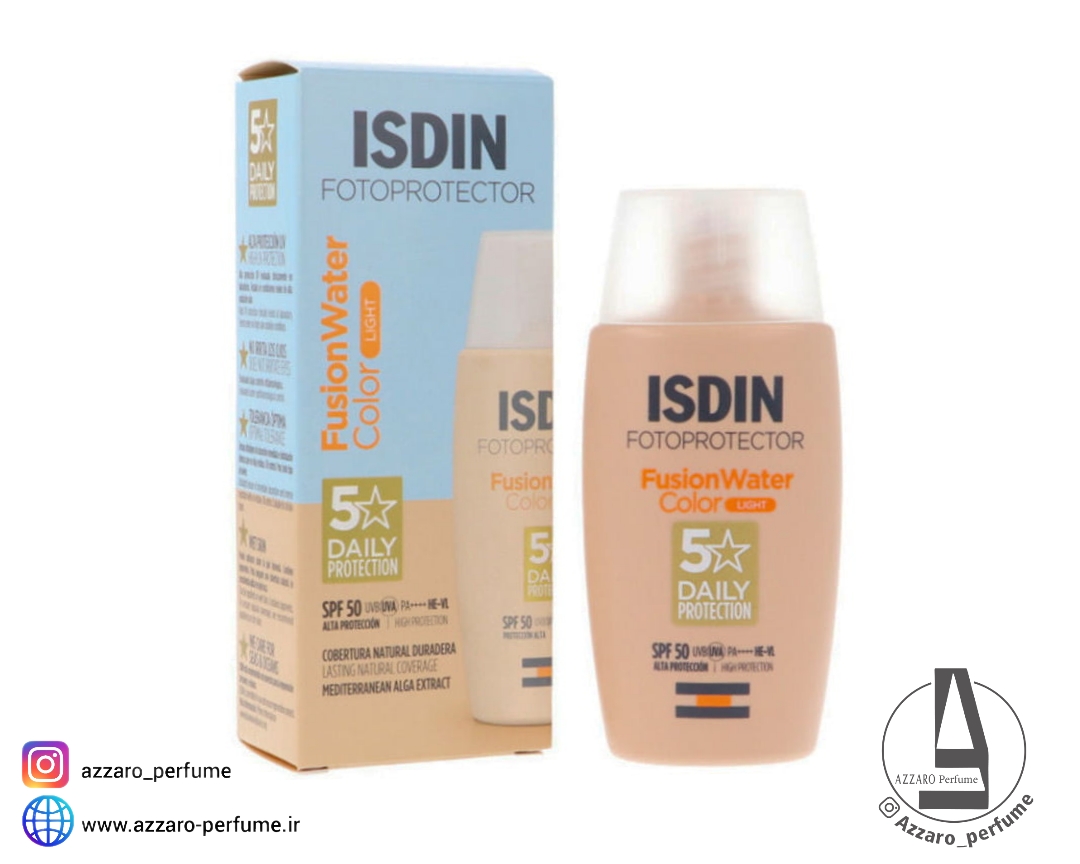 ضد آفتاب فیوژن واتر ایزدین رنگ لایت حجم 50 میل-فروشگاه اینترنتی آرایشی و بهداشتی آزارو در شیراز