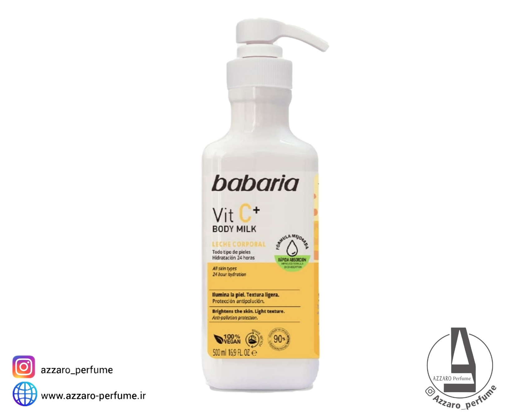 شیر بدن باباریا babaria ویتامین C آبرسان انواع پوست حجم 500 میل-فروشگاه اینترنتی آرایشی و بهداشتی آزارو در شیراز