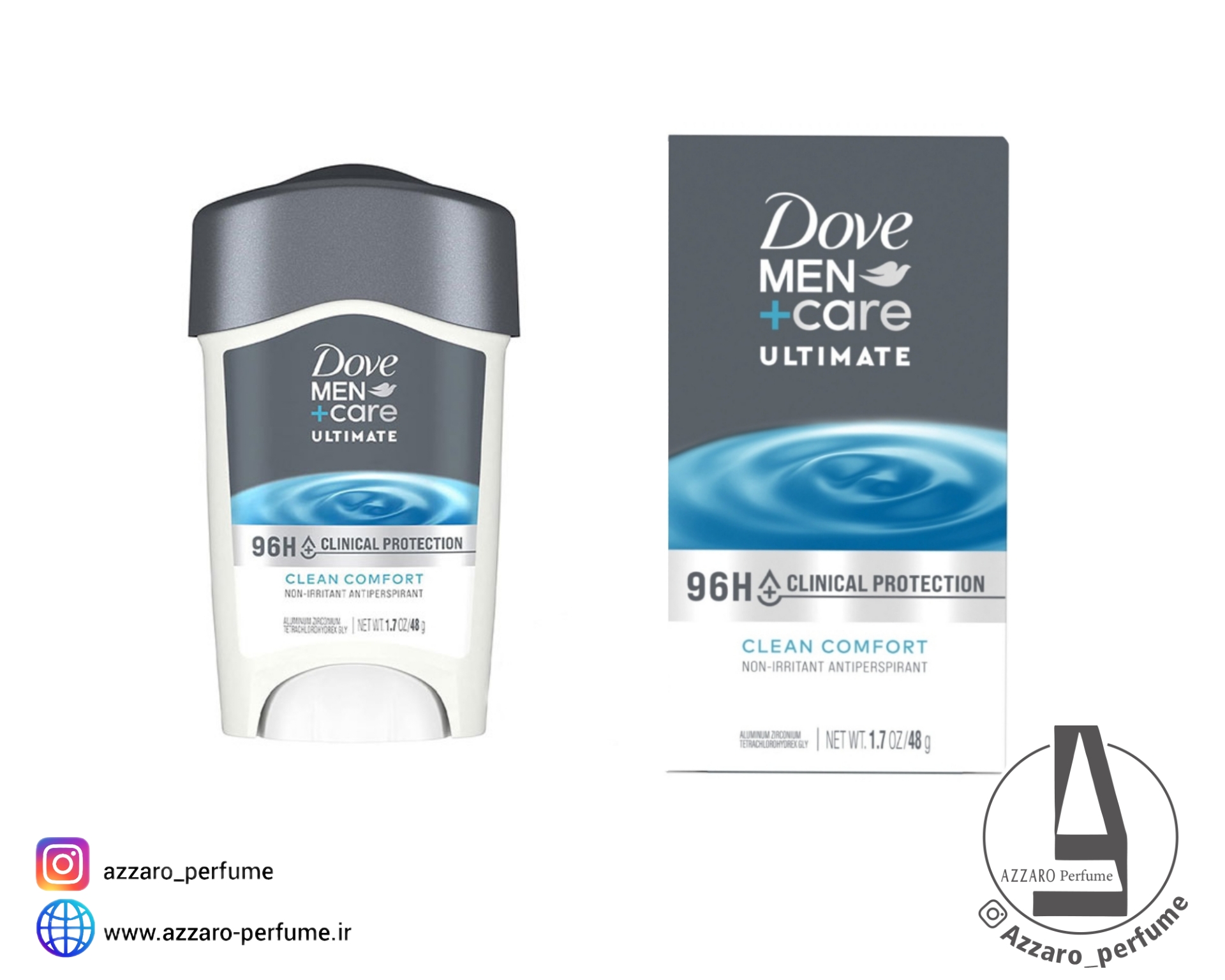 مام ضد تعریق مردانه داو کلینیکال ۹۶ ساعته سری Ultimate مدل Clean Comfort حجم 48 گرم-فروشگاه اینترنتی آرایشی و بهداشتی آزارو در شیراز