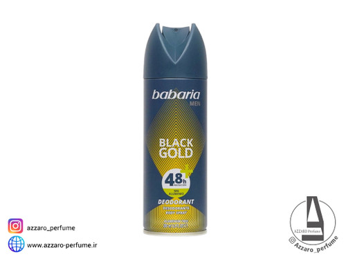 اسپری بدن مردانه باباریا Babaria بلک گلد حجم 200 میل-فروشگاه اینترنتی آرایشی و بهداشتی آزارو در شیراز