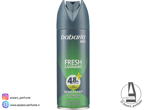 اسپری بدن مردانه باباریا Babaria کانابیس فرس حجم 200 میل-فروشگاه اینترنتی آرایشی و بهداشتی آزارو در شیراز