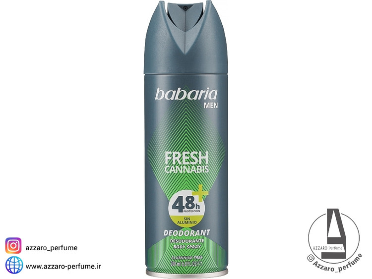 اسپری بدن مردانه باباریا Babaria کانابیس فرس حجم 200 میل-فروشگاه اینترنتی آرایشی و بهداشتی آزارو در شیراز