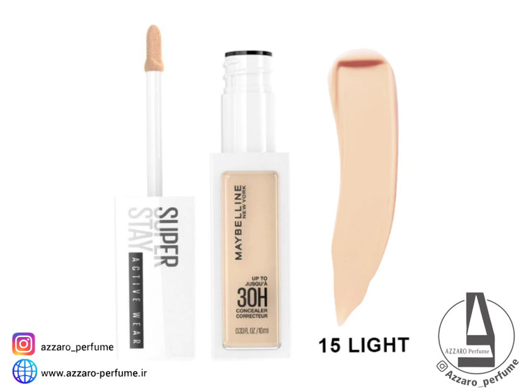 کانسیلر 30 ساعته میبلین مدل SUPER STAY شماره 15 رنگ LIGHT حجم 10 میل-فروشگاه اینترنتی آرایشی و بهداشتی آزارو در شیراز