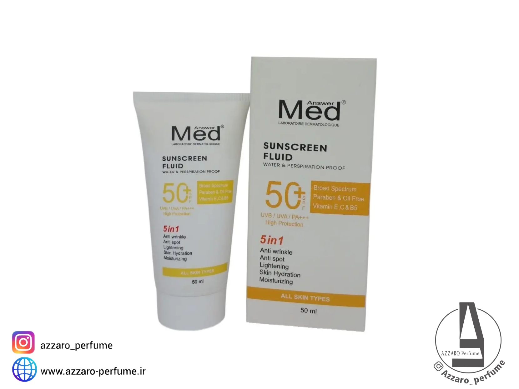 ضد آفتاب،ضدلک،ضدچروک 5 کاره مدانسر Med Answer حجم 50 میل-فروشگاه اینترنتی آرایشی و بهداشتی آزارو در شیراز