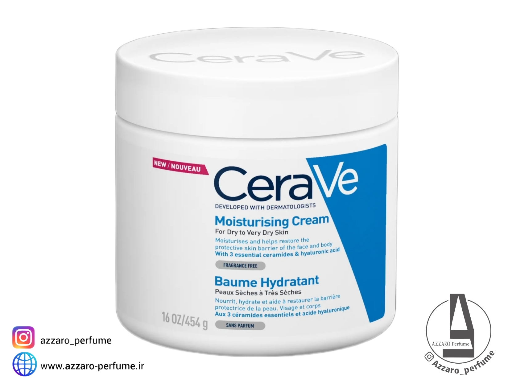 کرم مرطوب‌کننده سراوی (CeraVe) مناسب پوست خشک تا خیلی خشک حجم 454 گرم-فروشگاه اینترنتی آرایشی و بهداشتی آزارو در شیراز