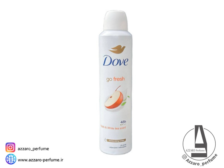 اسپری دئودورانت زنانه داو مدل Go fresh سیب و چای سفید حجم 250 میل-فروشگاه اینترنتی آرایشی و بهداشتی آزارو در شیراز