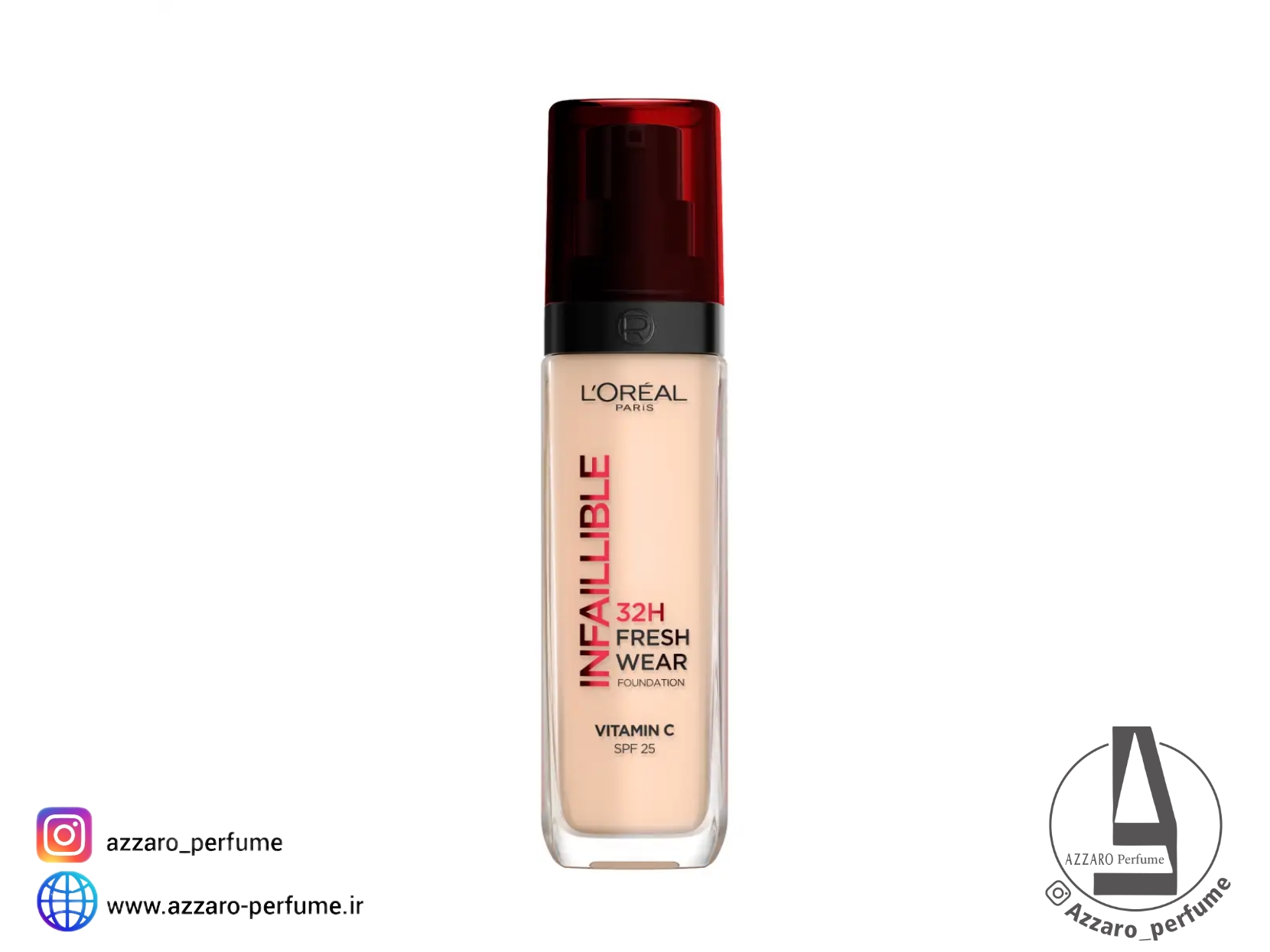 کرم پودر 32 ساعته لورآل شماره 020 Infallible Fresh Wear حاوی ویتامین C حجم 30 میل-فروشگاه اینترنتی آرایشی و بهداشتی آزارو در شیراز