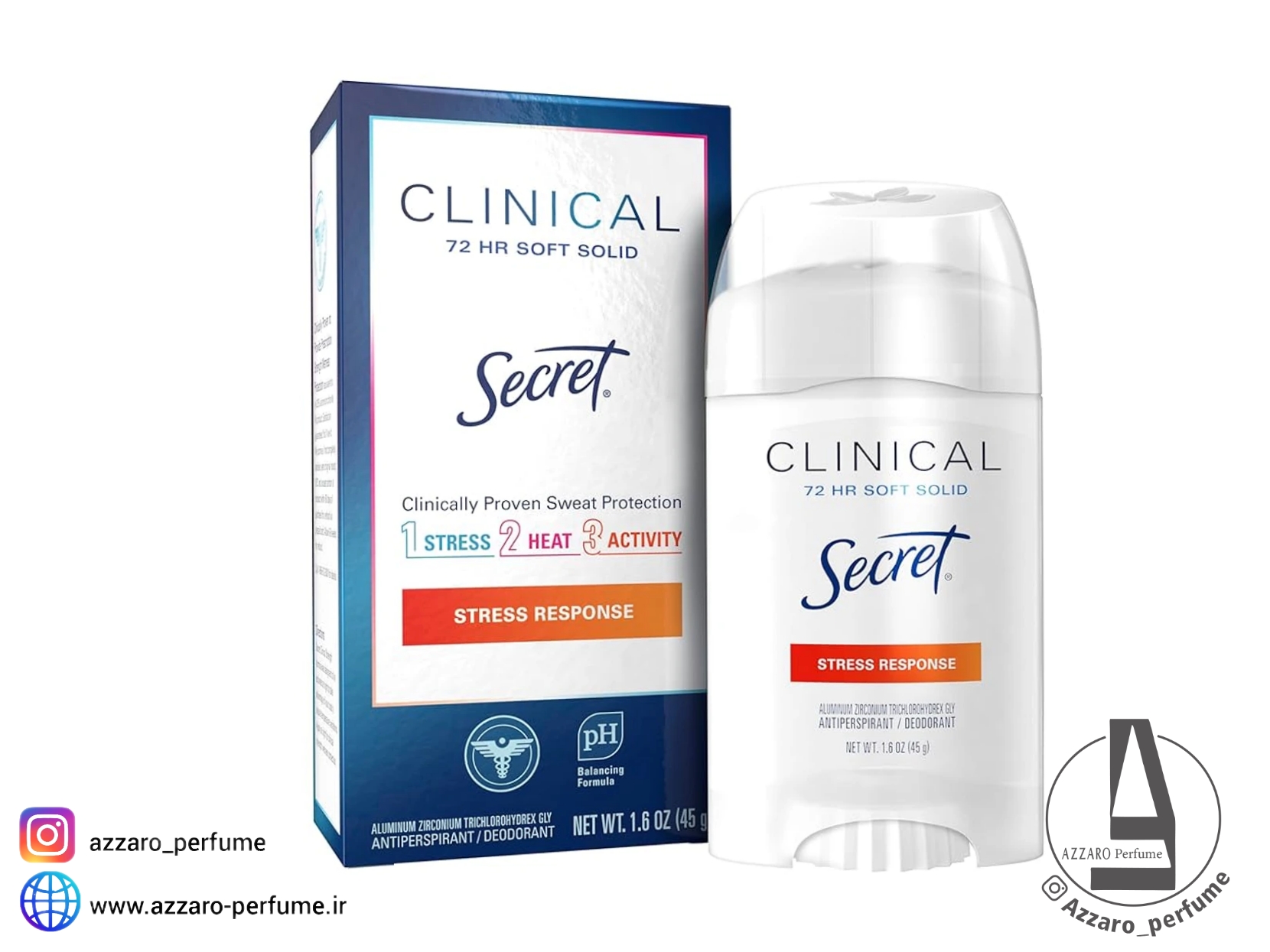 مام کرمی ضد تعریق سکرت کلینیکال مدل Stress Response حجم 45 گرم-فروشگاه اینترنتی آرایشی و بهداشتی آزارو در شیراز