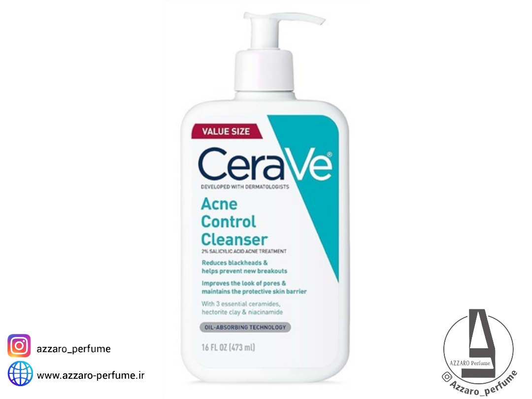 شوینده صورت CeraVe مخصوص پوست چرب و جوش‌دار / آکنه کنترل کلینزر حجم 473 میل-فروشگاه اینترنتی آرایشی و بهداشتی آزارو در شیراز