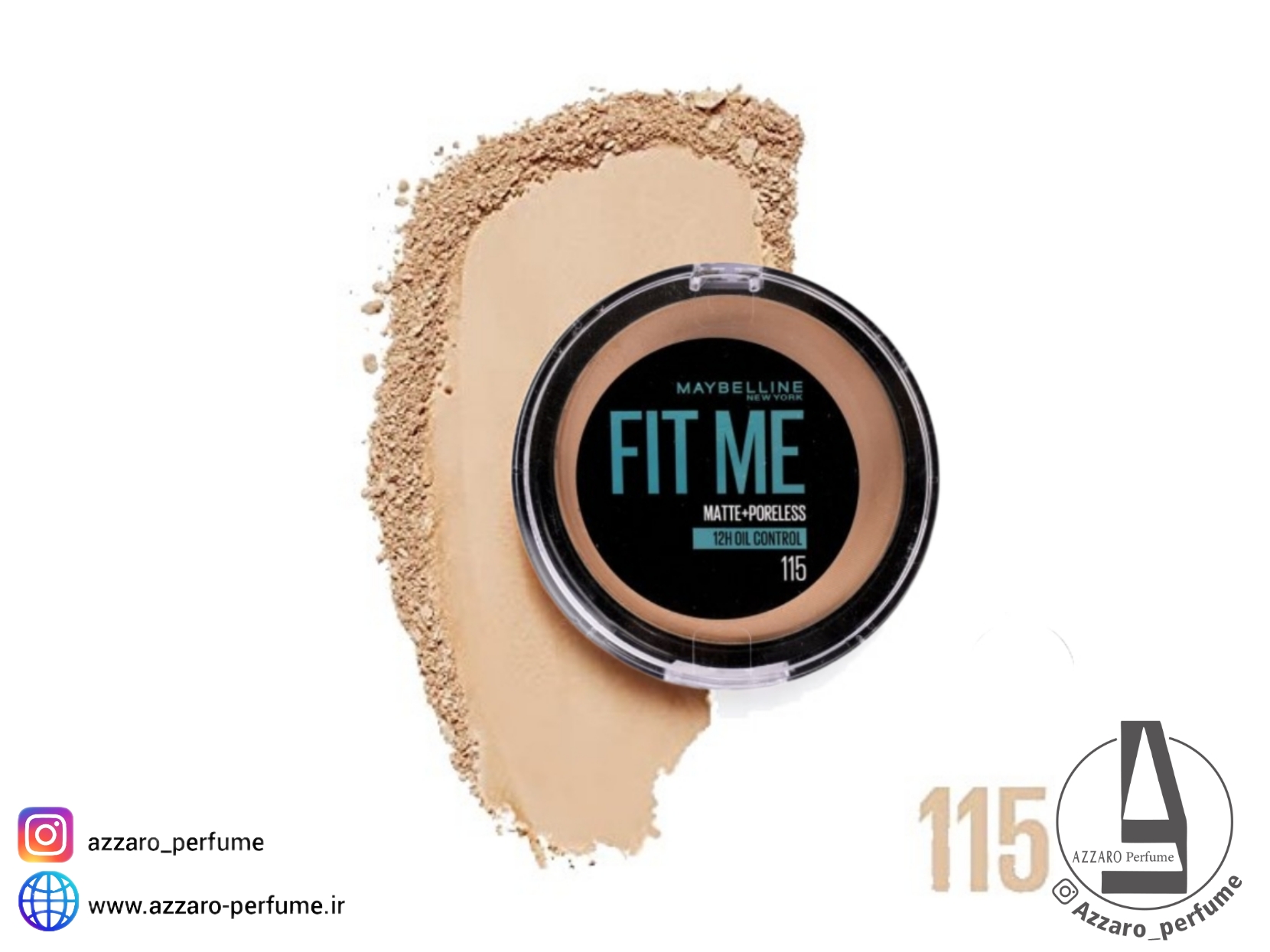 پنکک پوست چرب میبلین فیت رنگ IVORY شماره 115 حجم 12 گرم-فروشگاه اینترنتی آرایشی و بهداشتی آزارو در شیراز