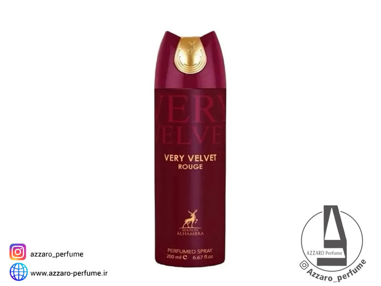 اسپری بدن زنانه الحمبرا مدل Very Velvet Rouge حجم 200 میل-فروشگاه اینترنتی آرایشی و بهداشتی آزارو در شیراز
