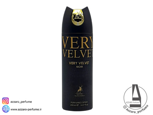 اسپری بدن زنانه الحمبرا مدل Very Velvet Noir حجم 200 میل-فروشگاه اینترنتی آرایشی و بهداشتی آزارو در شیراز