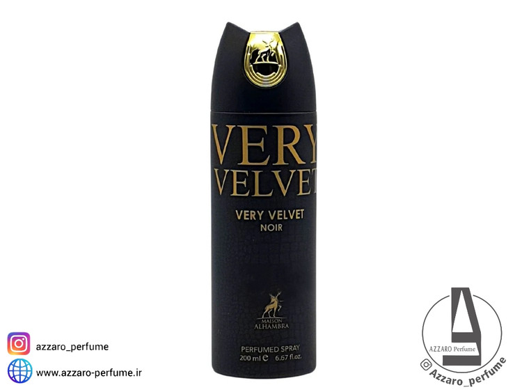 اسپری بدن زنانه الحمبرا مدل Very Velvet Noir حجم 200 میل-فروشگاه اینترنتی آرایشی و بهداشتی آزارو در شیراز