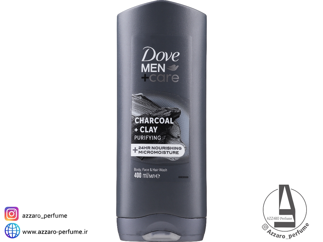 شامپو داو مدل Men+Care Charcoal +Clay زغال + خاک رس مناسب سر،صورت،بدن حجم 400 میل _فروشگاه اینترنتی آرایشی بهداشتی آزارو در شیراز
