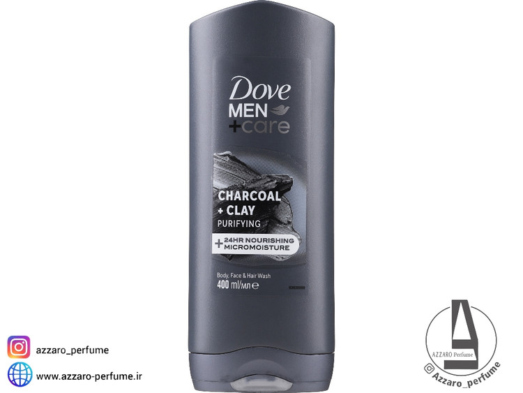 شامپو داو مدل Men+Care Charcoal +Clay زغال + خاک رس مناسب سر،صورت،بدن حجم 400 میل _فروشگاه اینترنتی آرایشی بهداشتی آزارو در شیراز