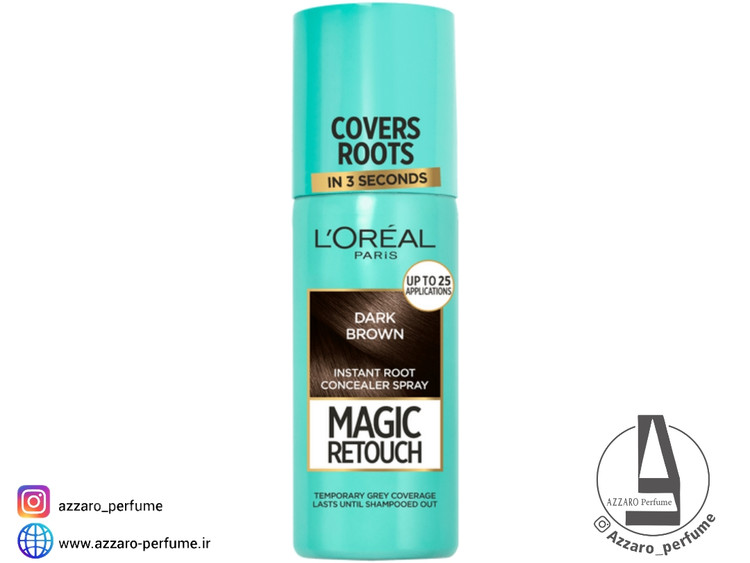 اسپری کانسیلر ریشه مو لورال مدل Magic Retouch رنگ قهوه ای تیره حجم 75 میل-فروشگاه آرایشی و بهداشتی آزارو در شیراز