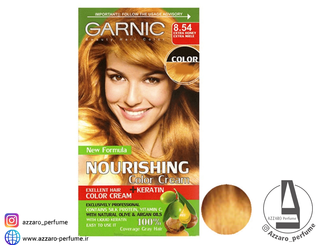 کیت رنگ موی زنانه گارنیک شماره 8.54 عسلی روشن حجم ۸۰ میل _فروشگاه اینترنتی آرایشی بهداشتی آزارو در شیراز‌