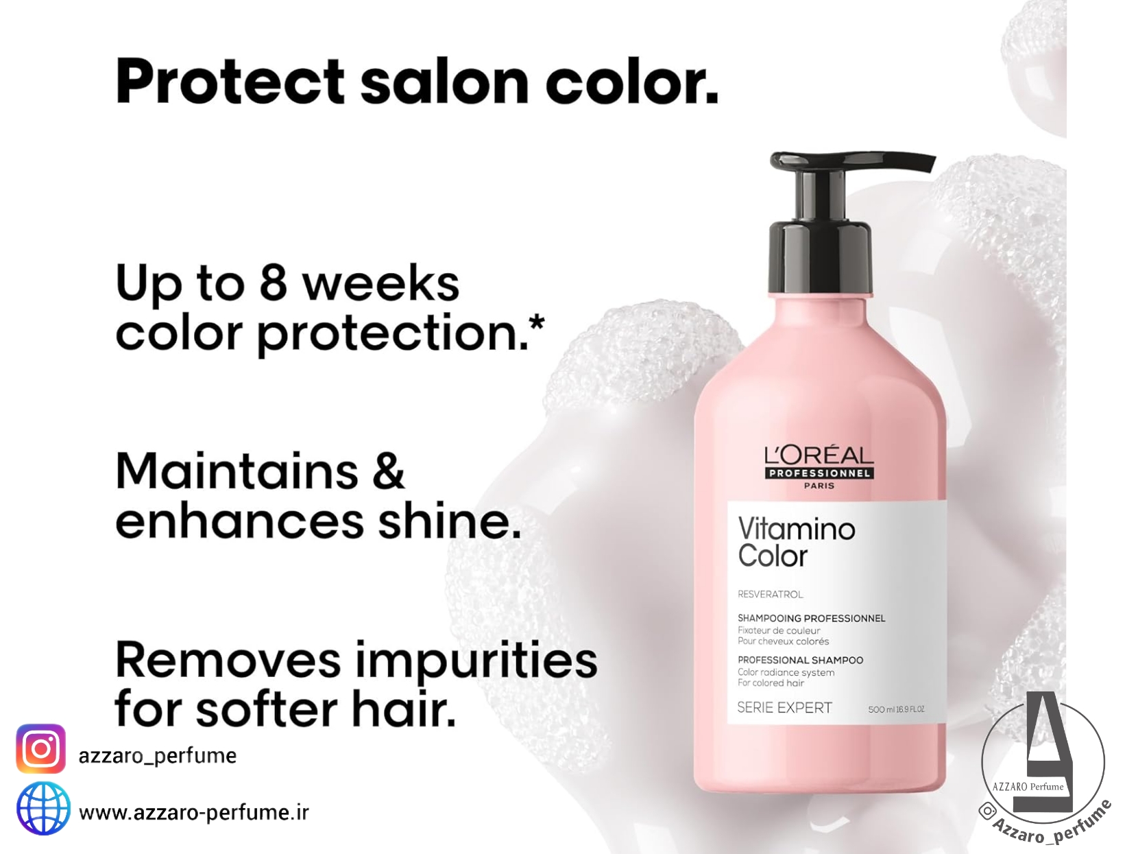 شامپو لورآل پروفشنال سری اکسپرت مدل ویتامینو کالر 500 میل_فروشگاه اینترنتی آرایشی بهداشتی آزارو در شیراز‌