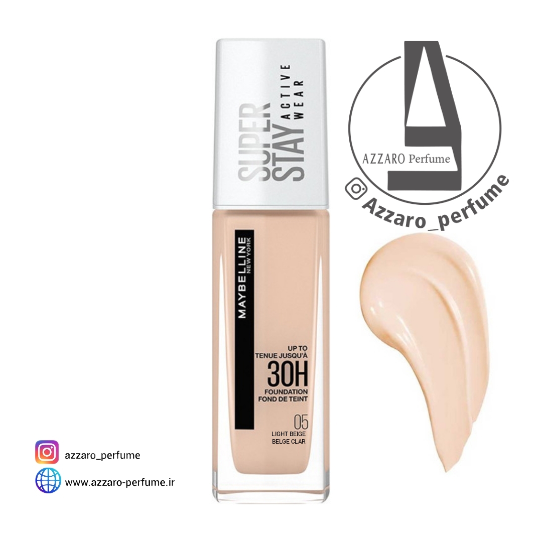 کرم پودر میبلین 30 ساعته مدل Super Stay شماره 05 رنگ LIGHT BEIGE حجم 30 میل_فروشگاه اینترنتی آرایشی بهداشتی آزارو در شیراز‌