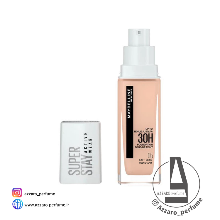 کرم پودر میبلین 30 ساعته مدل Super Stay شماره 05 رنگ LIGHT BEIGE حجم 30 میل_فروشگاه اینترنتی آرایشی بهداشتی آزارو در شیراز