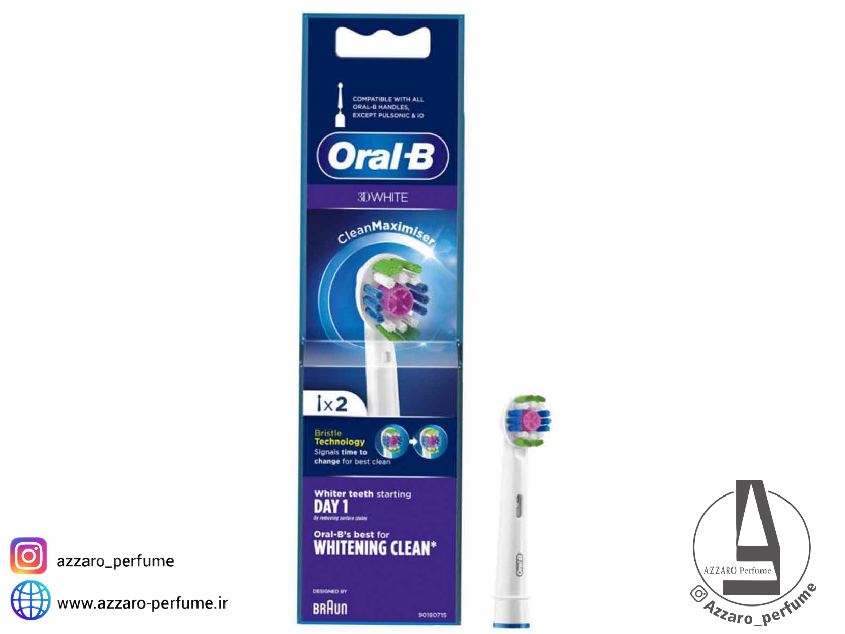 سری یدک مسواک برقی 3D WHITE Clean Maximiser اورال بی یک عددی_فروشگاه اینترنتی آرایشی بهداشتی آزارو در شیراز‌