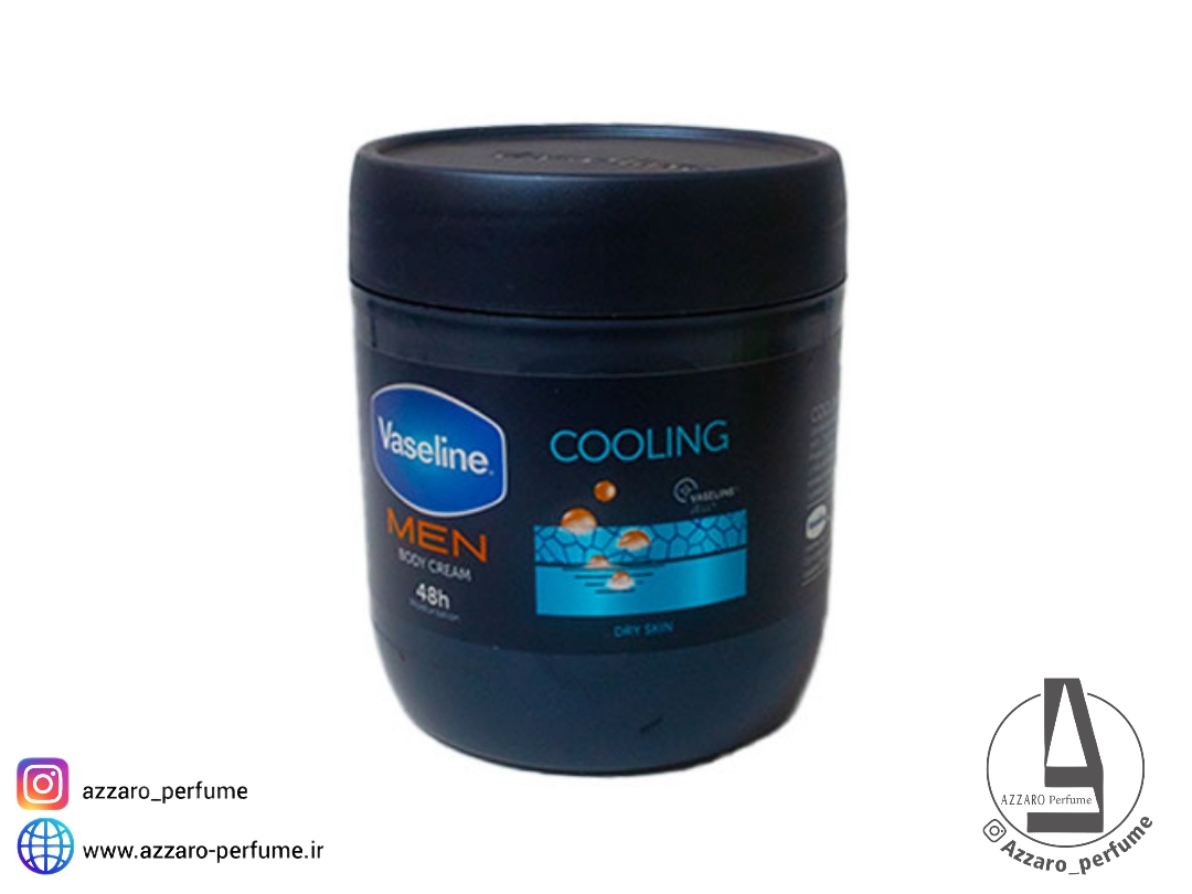کرم بدن آقایان وازلین مدل Cooling مناسب پوست خشک حجم 400 میل _فروشگاه اینترنتی آرایشی بهداشتی آزارو در شیراز