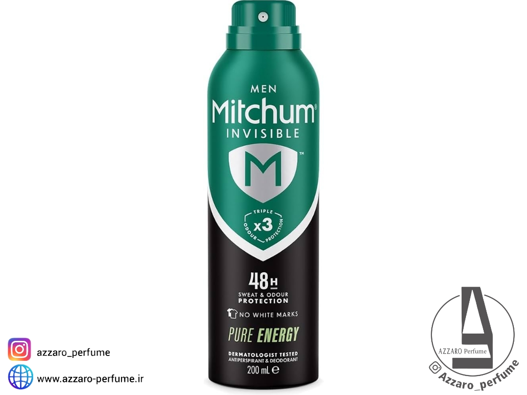 اسپری بدن مردانه میچام Mithcum مدل پیور انرژی حجم 200 میل_فروشگاه اینترنتی آرایشی بهداشتی آزارو در شیراز