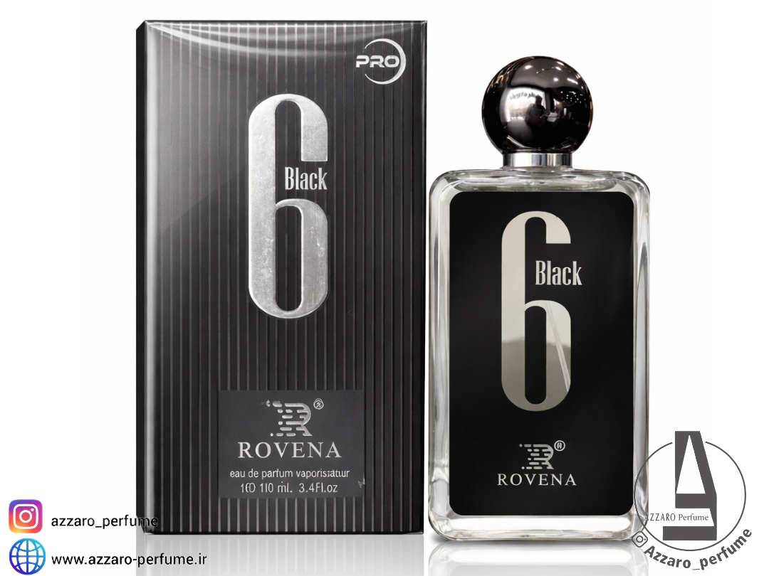 ادکلن مردانه روونا 6 بلک (Rovena 6 Black) حجم 100 میل _فروشگاه اینترنتی آرایشی بهداشتی آزارو در شیراز