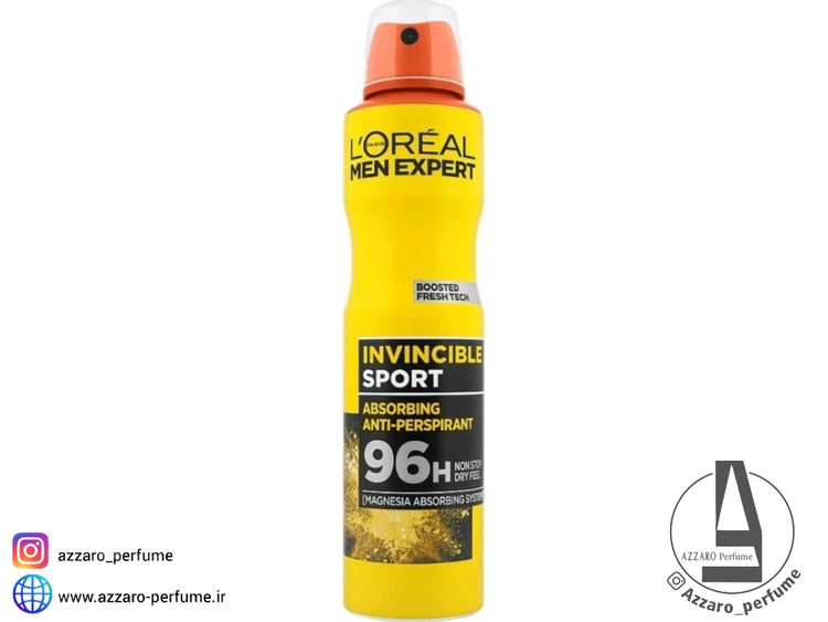 اسپری ضد تعریق مردانه لورآل سری Men Expert مدل Invincible sport حجم 250 میلی لیتر_فروشگاه اینترنتی آرایشی بهداشتی آزارو در شیراز