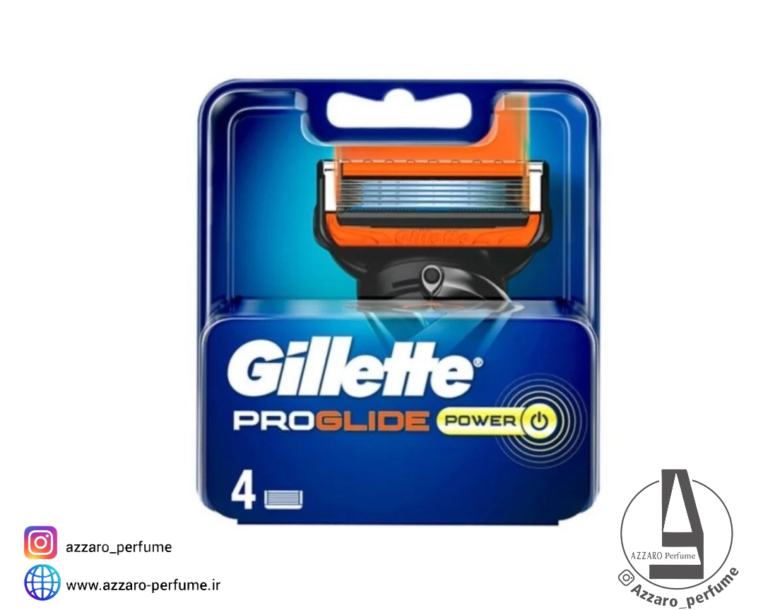 تیغ یدک ژیلت مدل فیوژن پروگلاید پاور اورجینال،اصل بسته 4 عددی-فروشگاه اینترنتی آرایشی و بهداشتی آزارو در شیراز
