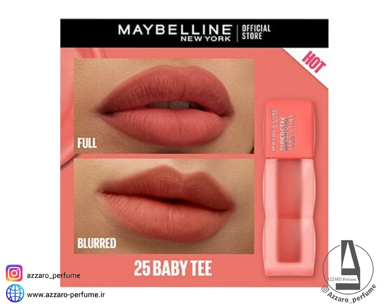 تینت لب تدی میبلین مدل سوپر استی شماره 25 رنگ baby tee حجم 5 میل_فروشگاه اینترنتی آرایشی بهداشتی آزارو در شیراز