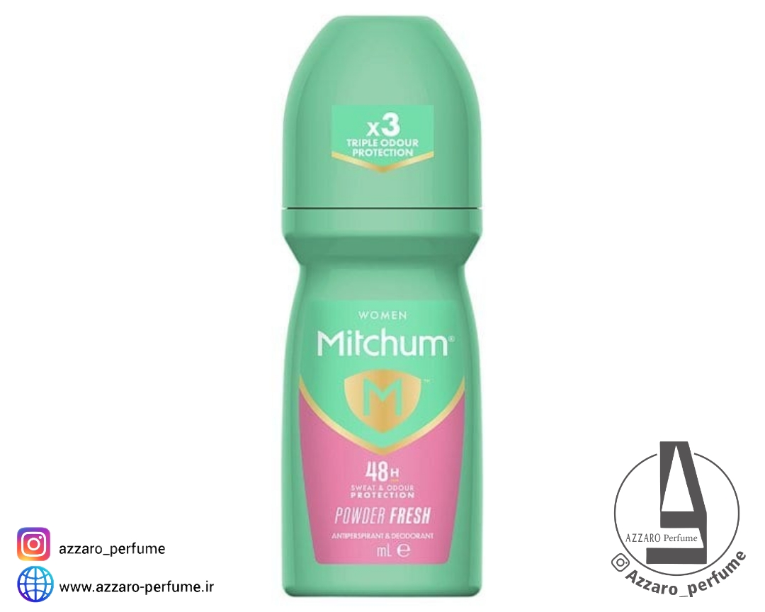 مام رول ضد تعریق میچام Mitchum مدل پاودر فرش حجم 100 میل_فروشگاه اینترنتی آرایشی بهداشتی آزارو در شیراز