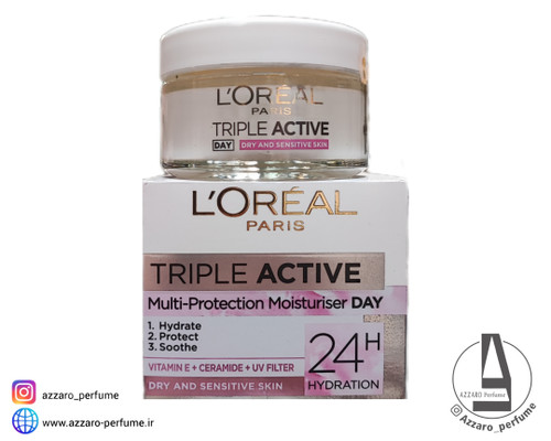 کرم آبرسان روز پوست خشک و حساس لورال مدل Triple Active حجم 50 میل_فروشگاه اینترنتی آرایشی بهداشتی آزارو شیراز