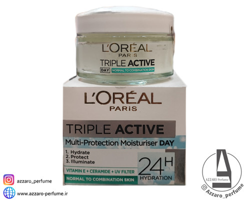 کرم روز لورآل آبرسان مدل TRIPLE ACTIVE مناسب پوست های نرمال و مختلط حجم 50 میل-فروشگاه اینترنتی آرایشی و بهداشتی آزارو در شیراز