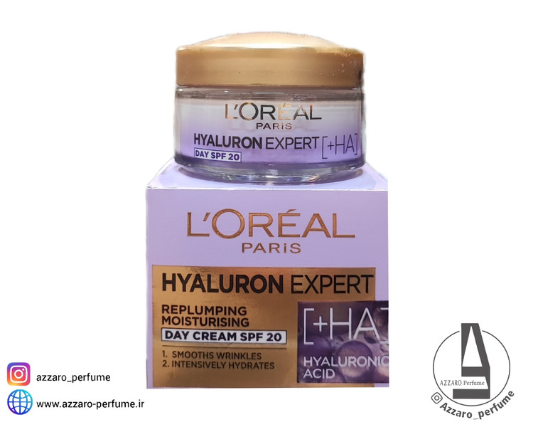 کرم روز آبرسان و ضدچروک SPF20 هیالورون اکسپرت L'Oréal Paris مدل Hyaluron Expert حجم 50 میل_فروشگاه اینترنتی آرایشی بهداشتی آزارو در شیراز