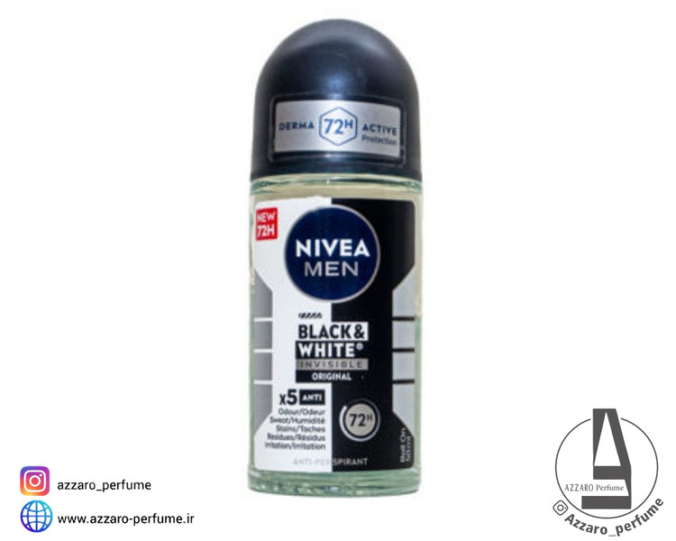 رول ضد تعریق مردانه Nivea مدل Black & White Invisible Original با ماندگاری ۷۲ ساعته حجم 50 میل_فروشگاه اینترنتی آرایشی بهداشتی آزارو در شیراز