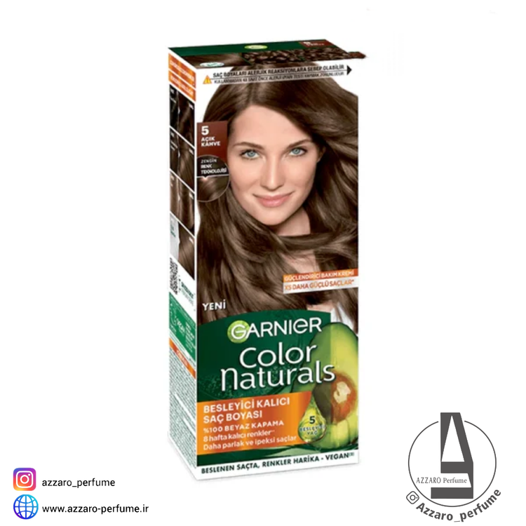 کیت رنگ موی گارنیر شماره 5 رنگ قهوه ای روشن_فروشگاه اینترنتی آرایشی بهداشتی آزارو در شیراز