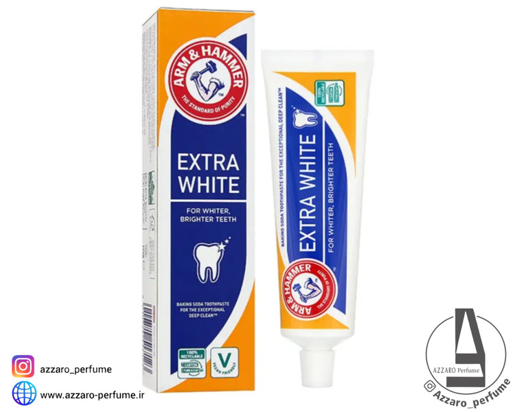 خمیر دندان سفیدکننده آرم اند همر مدل Extra White با جوش شیرین حجم 125 گرم_فروشگاه اینترنتی آرایشی بهداشتی آزارو در شیراز