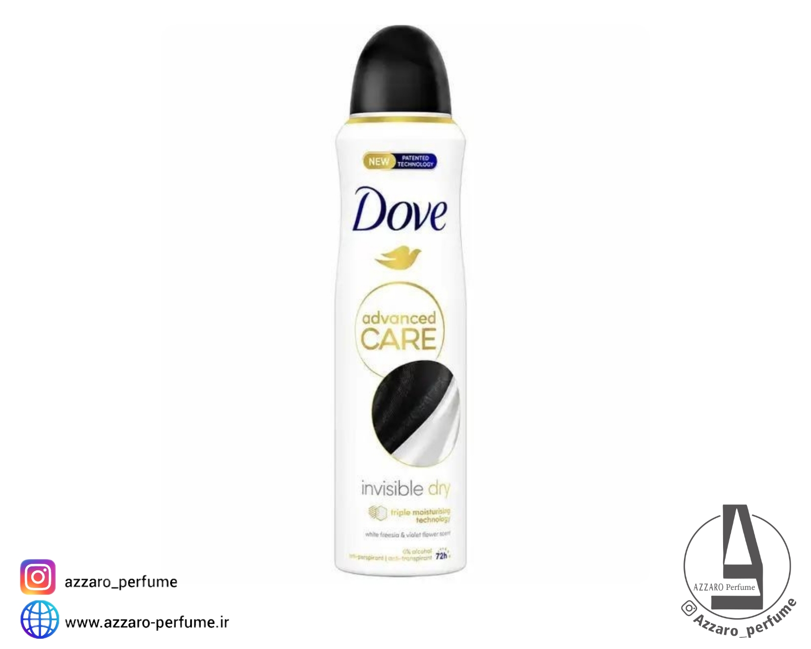 اسپری ضد تعریق زنانه داو Dove سری Advanced Care Invisible Dry رایحه گل فریزیا و بنفشه سفید حجم 250 میل  _فروشگاه اینترنتی آرایشی بهداشتی آزارو در شیراز‌