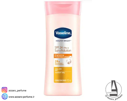 لوسیون بدن ضد آفتاب وازلین Vaseline مدل Healthy Bright Sun + Pollution Protection SPF24 حجم 100 میل_فروشگاه اینترنتی آرایشی بهداشتی آزارو در شیراز