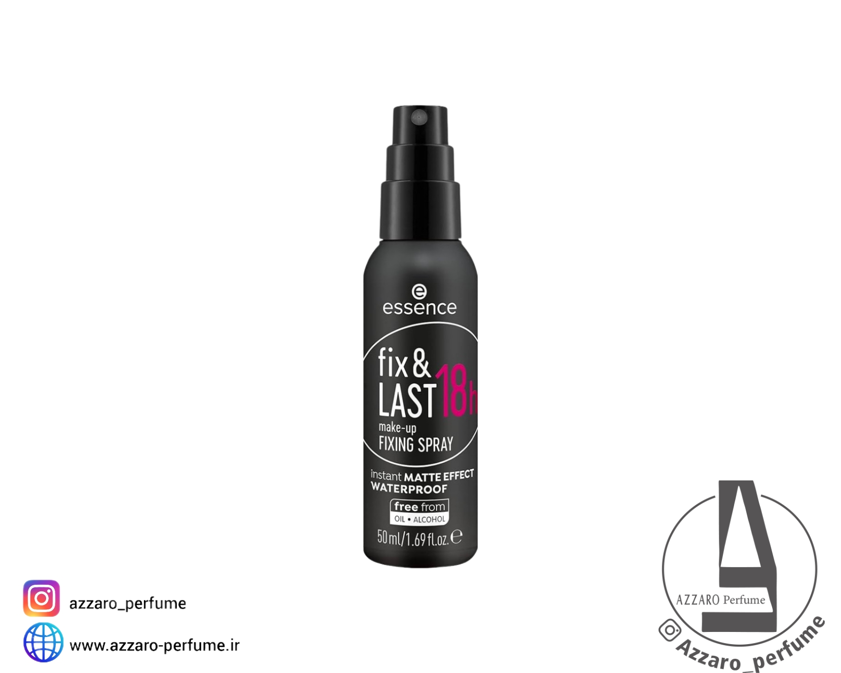 اسپری فیکس آرایش اسنس مدل Fix & LAST 18H با جلوه مات حجم ۵۰ میل_فروشگاه اینترنتی آرایشی بهداشتی آزارو در شیراز‌