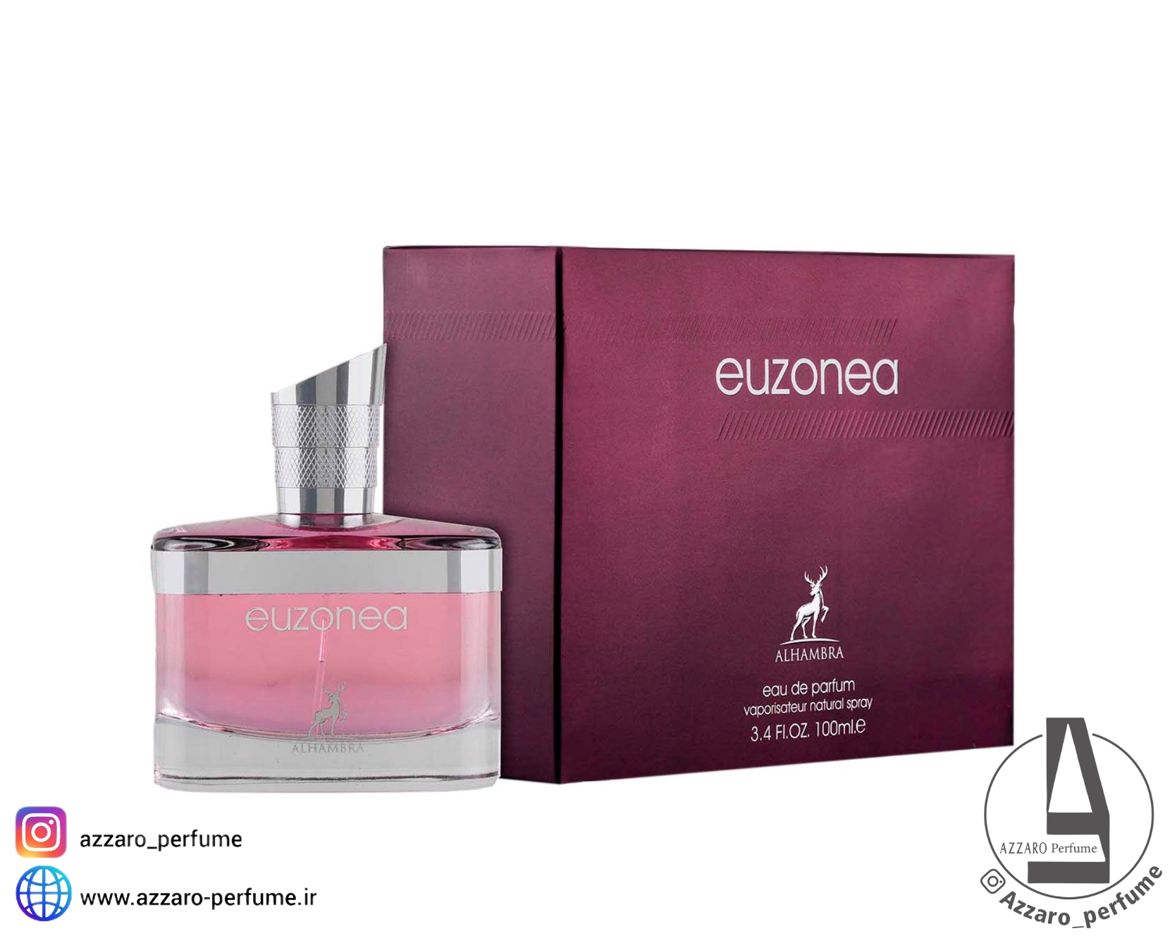 ادکلن زنانه الحمبرا ایزونا euzonea رایحه ایفوریا زنانه حجم 100 میل_فروشگاه اینترنتی آرایشی بهداشتی آزارو در شیراز‌‌