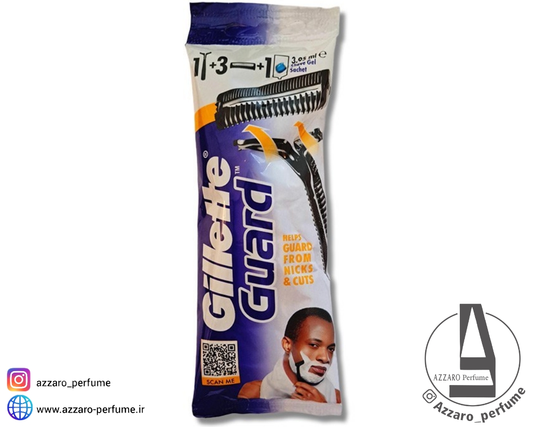 ژیلت دستگاه گارد Guard تک لبه پفکی با 3 یدک (اصل) برند Gillette  _فروشگاه اینترنتی آرایشی بهداشتی آزارو در شیراز‌‌