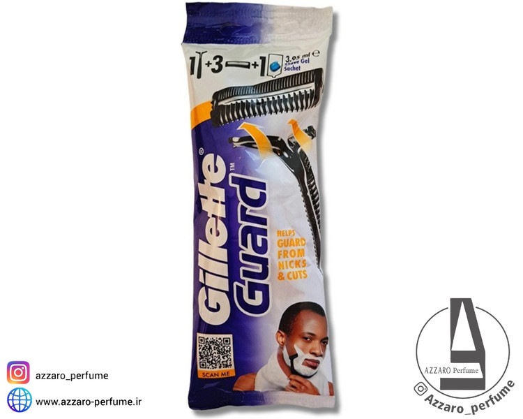 ژیلت دستگاه گارد Guard تک لبه پفکی با 3 یدک (اصل) برند Gillette _فروشگاه اینترنتی آرایشی بهداشتی آزارو در شیراز