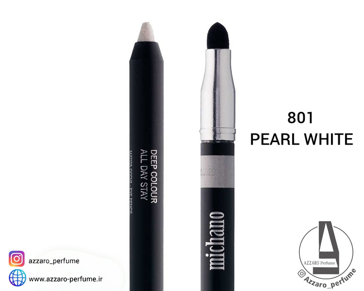 مداد چشم رنگی دو سر میچانو MICHANO Eye Pencil رنگ pearl white شماره 801_فروشگاه اینترنتی آرایشی بهداشتی آزارو در شیراز